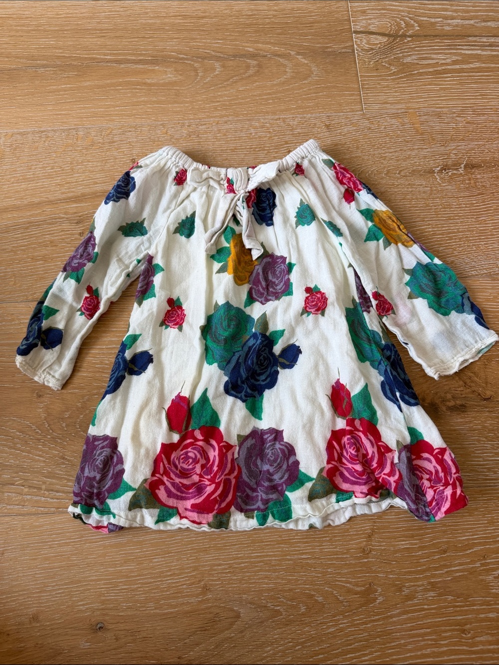 Pink Chicken Girls' Floral Off-Shoulder Dress - White with Multicolor Roses